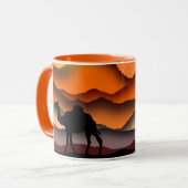 Camels Silhouette - Wüste Sonnenuntergang - Malere Tasse (Vorderseite Links)
