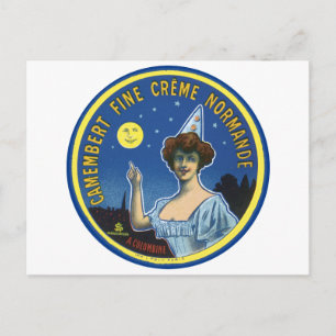 Camembert Feine Creme Normandie Etikett Postkarte