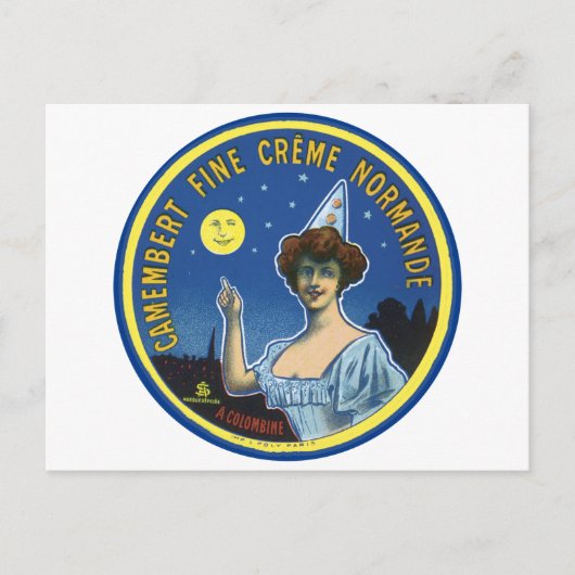 Camembert Fine Creme Normandie Label Postkarte (Vorderseite)
