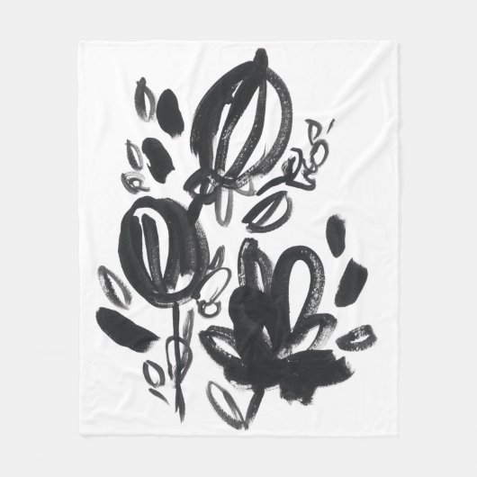 Cameo Bloom - Schwarzweiß Fleecedecke (Vorderseite)