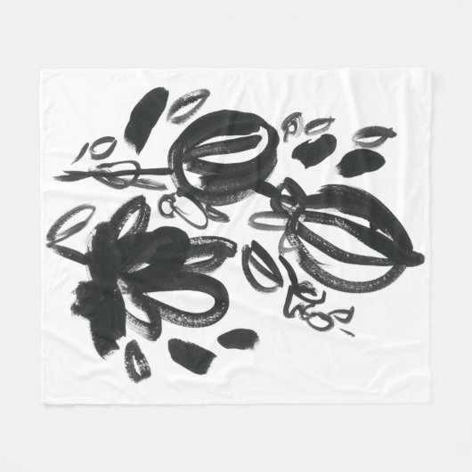 Cameo Bloom - Schwarzweiß Fleecedecke (Vorderseite (Horizontal))