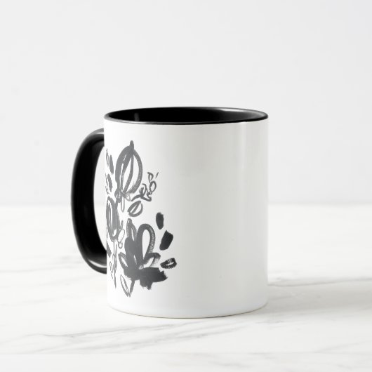 Cameo Bloom - Schwarzweiß Tasse (Vorderseite Links)