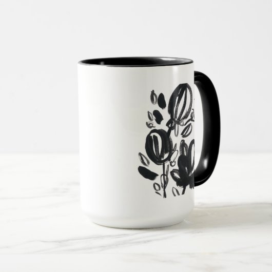 Cameo Bloom - Schwarzweiß Tasse (VorderseiteRechts)