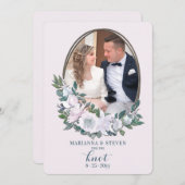 Cameo Floral Foto Wedding Card Ankündigung (Vorne/Hinten)