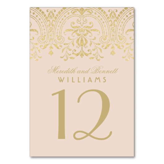 Cameo Gold Vintag Glamour Wedding Tischnummer (Vorderseite)