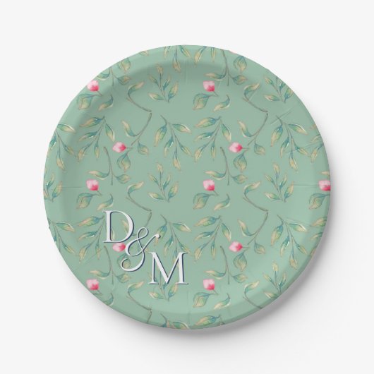 Cameo Green Floral Paper Teller (Vorderseite)