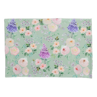 Cameo Green Watercolor Floral Kissenbezug