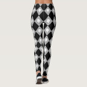 Cameo Harlequin Muster in Schwarz, Weiß, Grau Leggings (Rückseite)