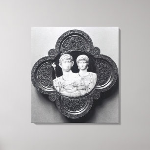 Cameo mit dem Kaiser Honorius und seiner Ehefrau Leinwanddruck