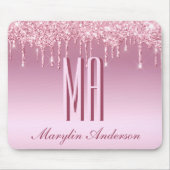 CAMEO PINK GLITZER TROPFEN KURSIVE NAME MONOGRAM MOUSEPAD (Vorne)