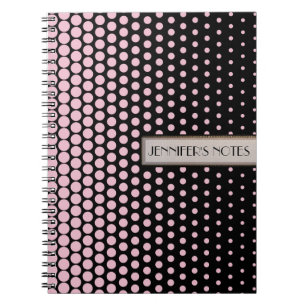 Cameo Pink Polka Dot Elegant Modernes Schwarz Notizblock