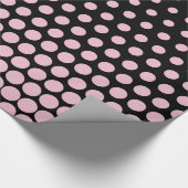 Cameo Pink Polka Dot Modernes Schwarz Geschenkpapier (Ecke)