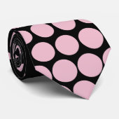 Cameo Pink Polka Dot Modernes Schwarz Krawatte (Gerollt)