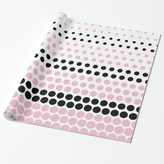 Cameo Pink und Black Polka Dot Geschenkpapier (Ungerollt)