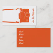 Camera Bright Orange Fotografy Business Card Visitenkarte (Vorne/Hinten)