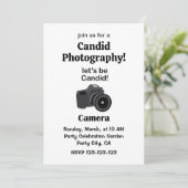 Camera Candid Photographer Photography Einladung (Stehend Vorderseite)