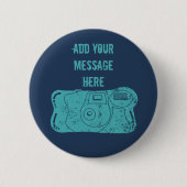 Camera Custom Message Aquamarin, Navy Blue Button (Vorderseite)