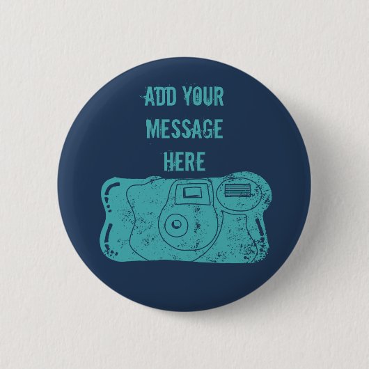 Camera Custom Message Aquamarin, Navy Blue Button (Vorderseite)