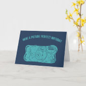 Camera Custom Message Aquamarin, Navy Blue Karte (Gelbe Blume)