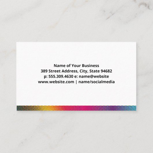 Camera-farbiges Logo | Halftone Visitenkarte (Rückseite)