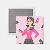 Camera Girl Magnet (Vorderseite/Rückseite)