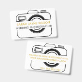Camera Icon Wedding Fotograf Business Abzeichen Ausweis (Vorder- & Rückseite)