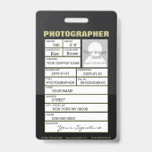 Camera Lens Abzeichen Ausweis (Rückseite)