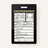 Camera Lens Abzeichen Ausweis (Rückseite)