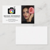 Camera-Logo | Modell-Holding-Rose Visitenkarte (Vorne/Hinten)