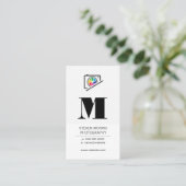 Camera-Logo | Monogramm | Stripes Business Card Visitenkarte (Stehend Vorderseite)