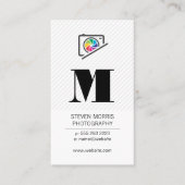 Camera-Logo | Monogramm | Stripes Business Card Visitenkarte (Vorderseite)