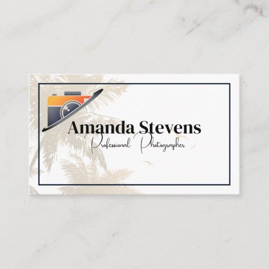 Camera-Logo | Tropische Bäume Visitenkarte (Vorderseite)