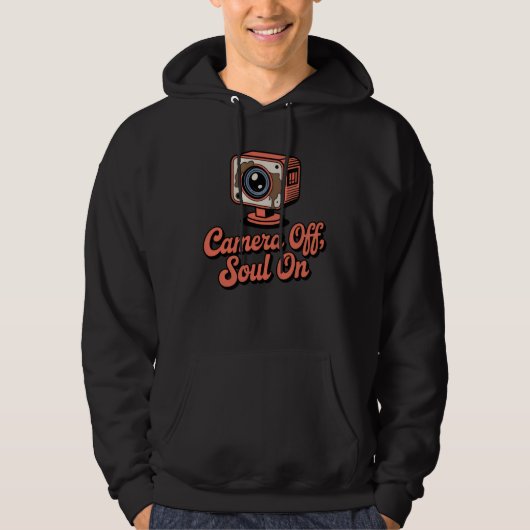 Camera Off, Soul On | Coffee Remote Work Humor Hoodie (Vorderseite)