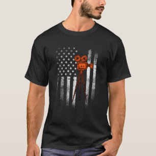 Camera USA Flag Funny Filmmaker gibt Filmregisseur T-Shirt
