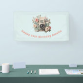 Camera with Flowers Retro Pastel Image Birthday Banner (Messe)