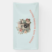 Camera with Flowers Retro Pastel Image Birthday Banner (Vertikal)