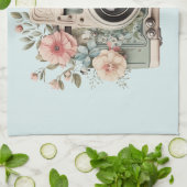 Camera with Flowers Retro Pastel Image Geschirrtuch (Gefaltet)
