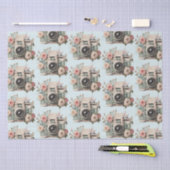 Camera with Flowers Retro Pastel Image Pattern Seidenpapier (Handwerk)