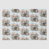 Camera with Flowers Retro Pastel Image Pattern Seidenpapier (Vorderseite)
