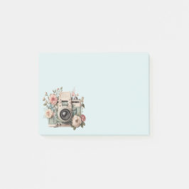 Camera with Flowers Retro Pastel Image Post-it Klebezettel