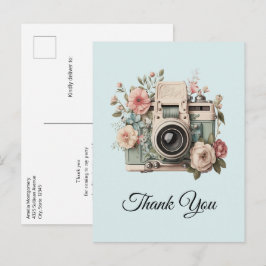 Camera with Flowers Retro Pastel Image Thank You Postkarte