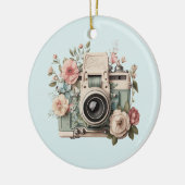 Camera with Flowers Retro Pastel Keramik Ornament (Links)