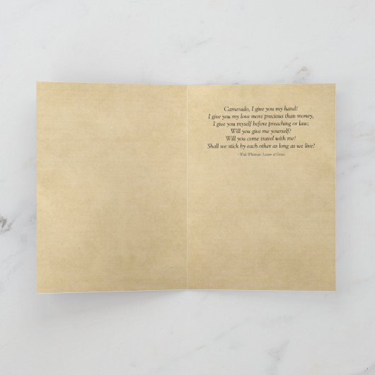 Camerado, ich gebe dir mein handweißes Hochzeitszi Karte (Innenseite)