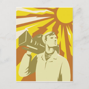 Cameraman Film-Crew mit Videokamera Postkarte