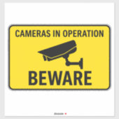 Cameras in Operation Beware Security Sign Aufkleber (Blatt)