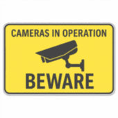 Cameras in Operation Beware Security Sign Aufkleber (Vorderseite)