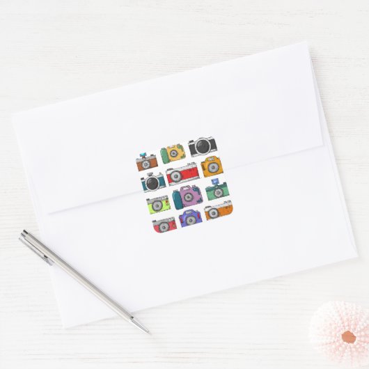 Cameras Quadratischer Aufkleber (Umschlag)