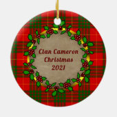 Cameron Clan Abzeichen & Tartan Personalisierte We Keramik Ornament (Hinten)