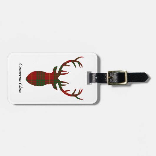 Cameron-Clan-Familietartan-"Geweih-" Umbau Gepäckanhänger (Vorderseite horizontal)