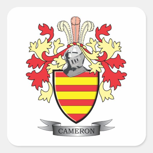 Cameron-Familienwappen-Wappen Quadratischer Aufkleber (Vorderseite)